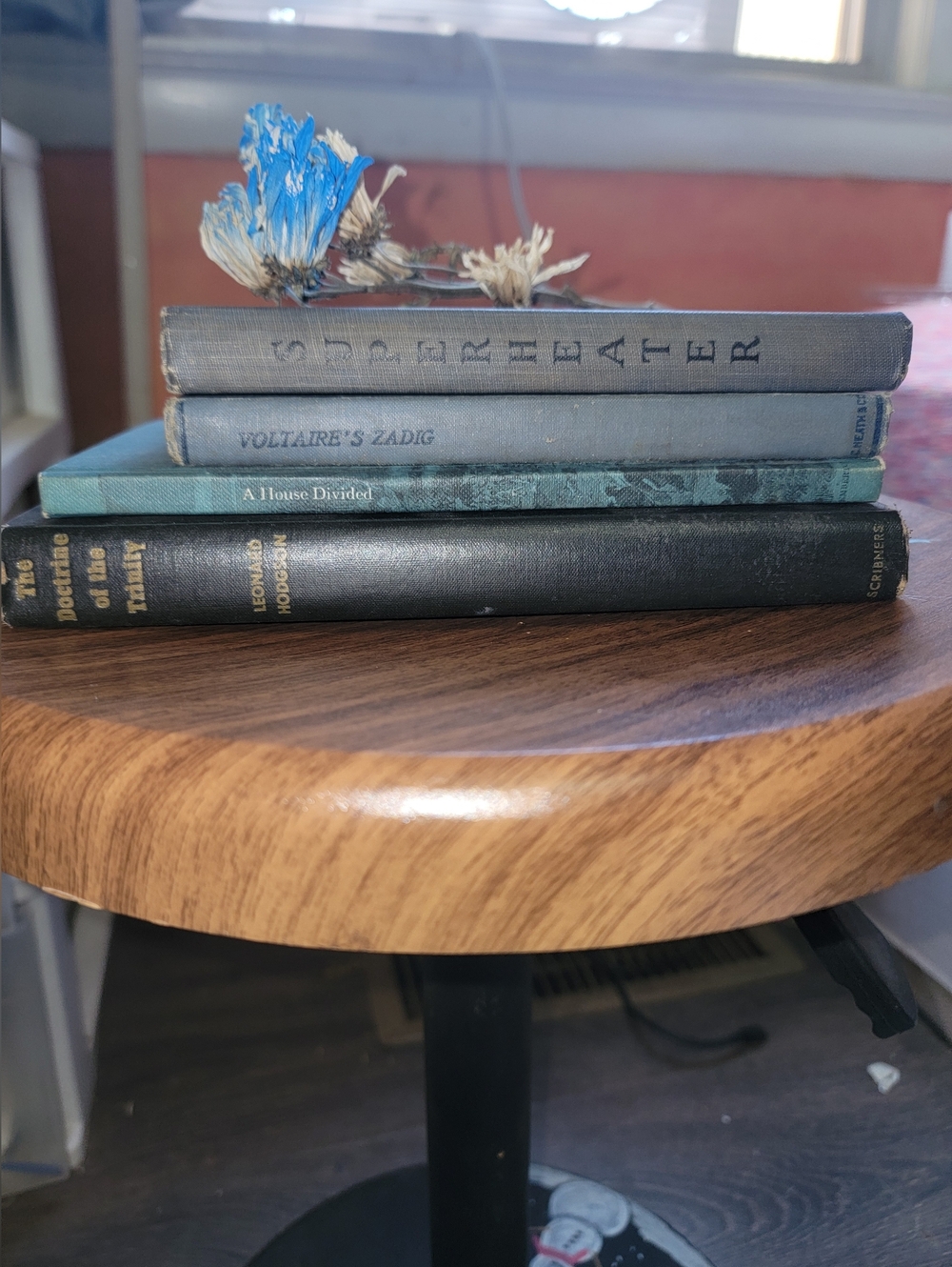 Stacked Decorative Vintage Books - Blue and Black Accent Books